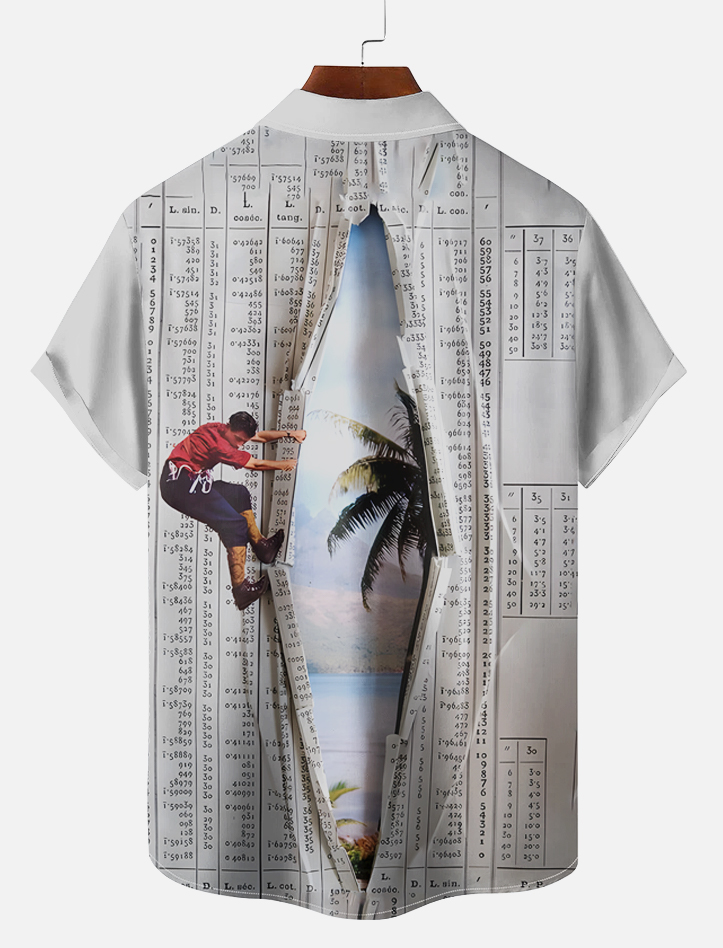 Men's retro illustration short sleeve shirt