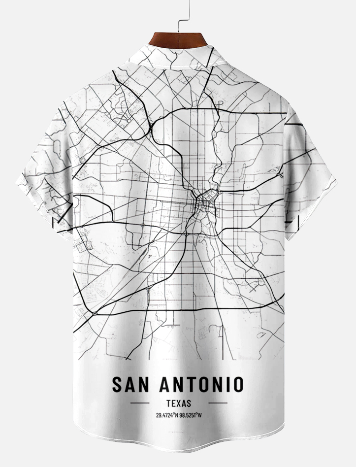 Men's Map Graphic Short Sleeve Shirt