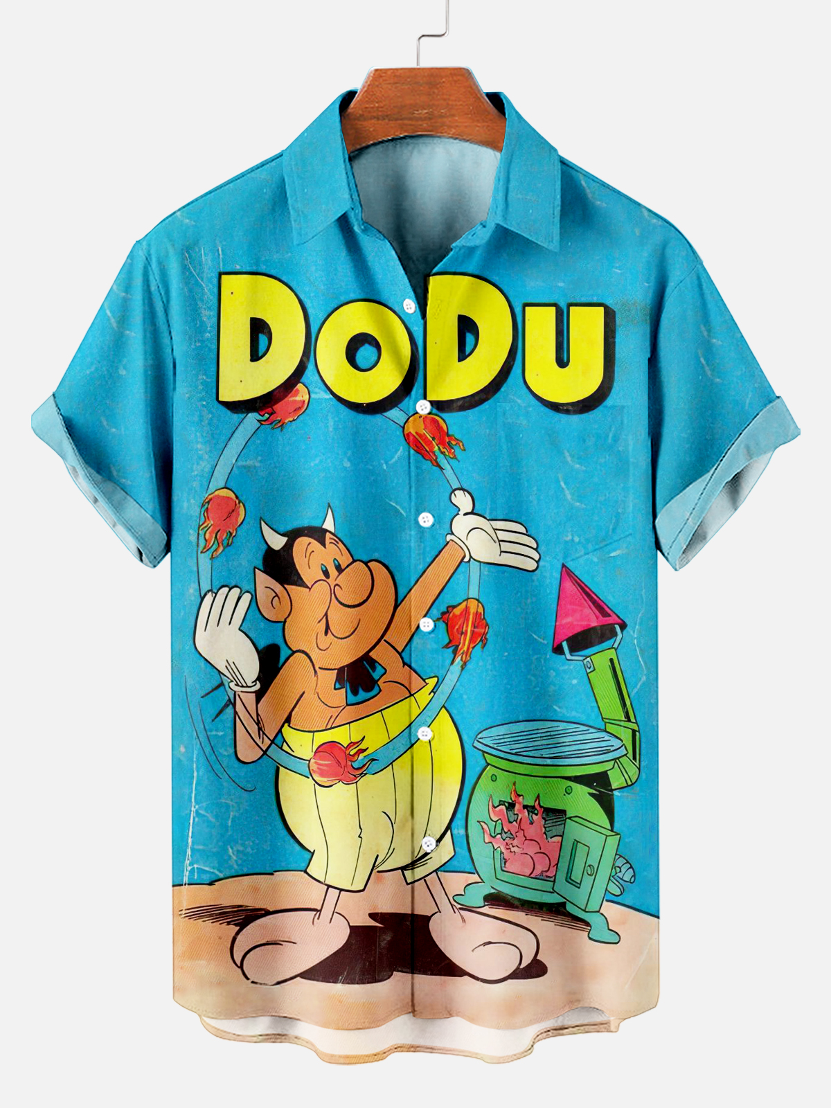 Classic Retro Cartoon Pattern Short Sleeve Shirt