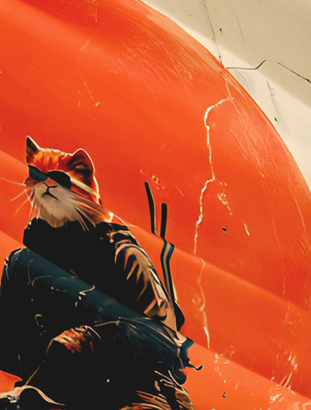 Men's Retro Cartoon Anime Cat Theme Short Sleeve Shirt