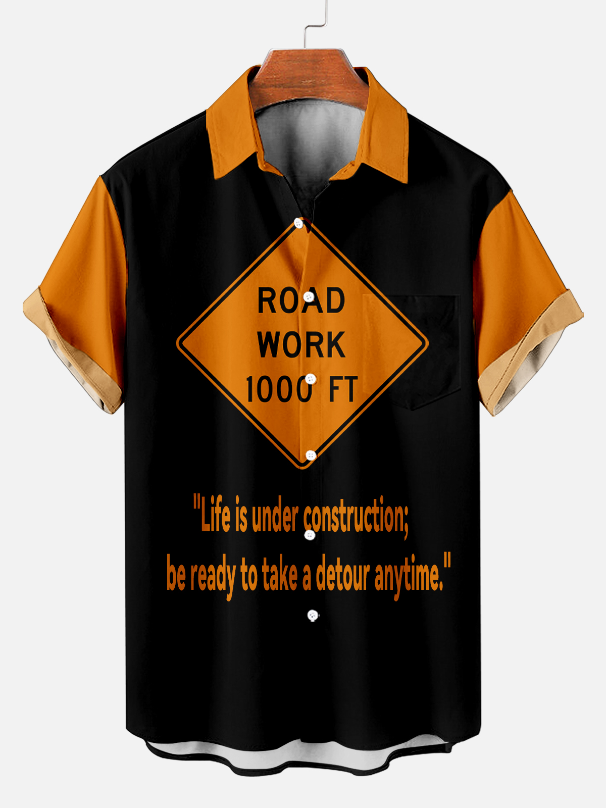 Men's Fun Slogan Graphic Contrast Short Sleeve Shirt