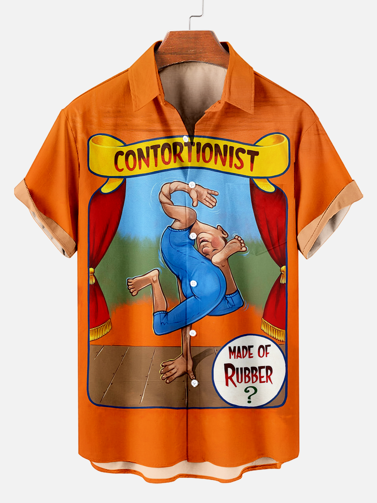 Men's Vintage Circus Pattern Casual Short Sleeve Shirt