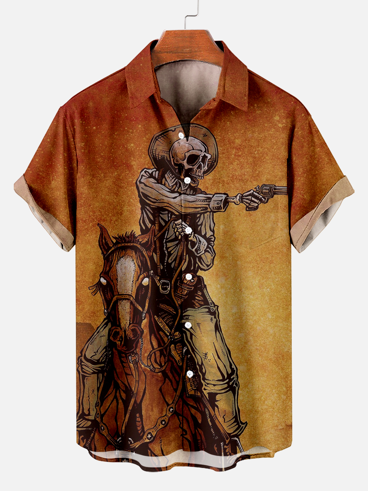 Men's Classic Day of the Dead Skull Graphic Short Sleeve Shirt