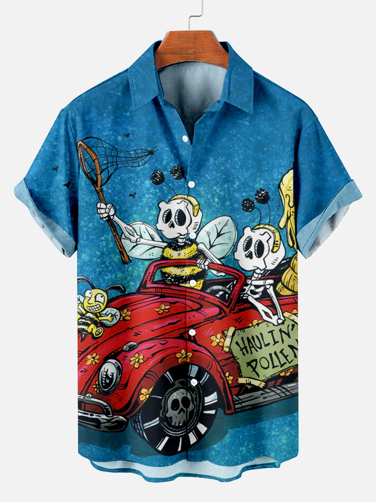 Men's Classic Day of the Dead Skull Graphic Short Sleeve Shirt