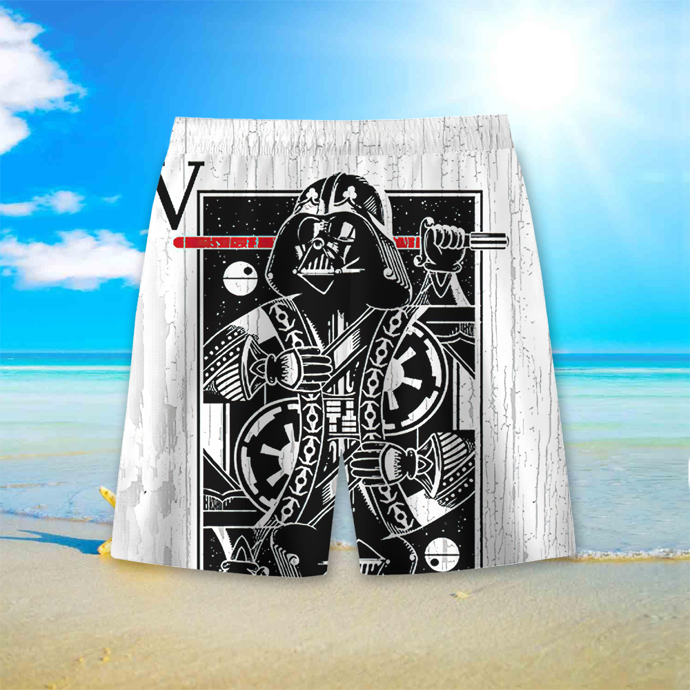 Men's Cartoon Space Wars Printed Pocket Beach Shorts