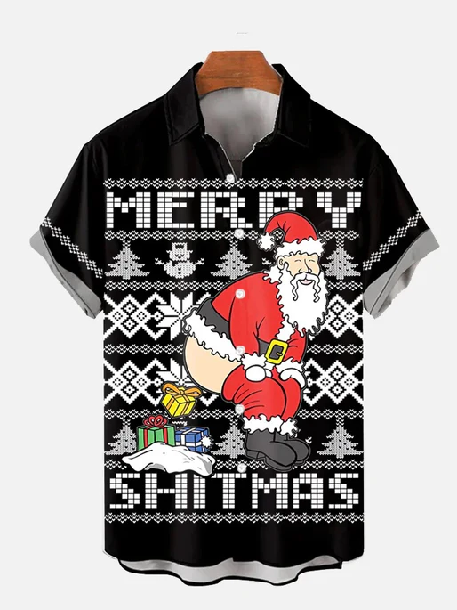 Men's Christmas Funny Graphic Short Sleeve Shirt