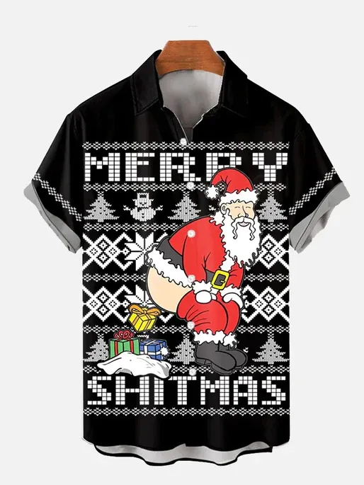Men's Christmas Funny Graphic Short Sleeve Shirt