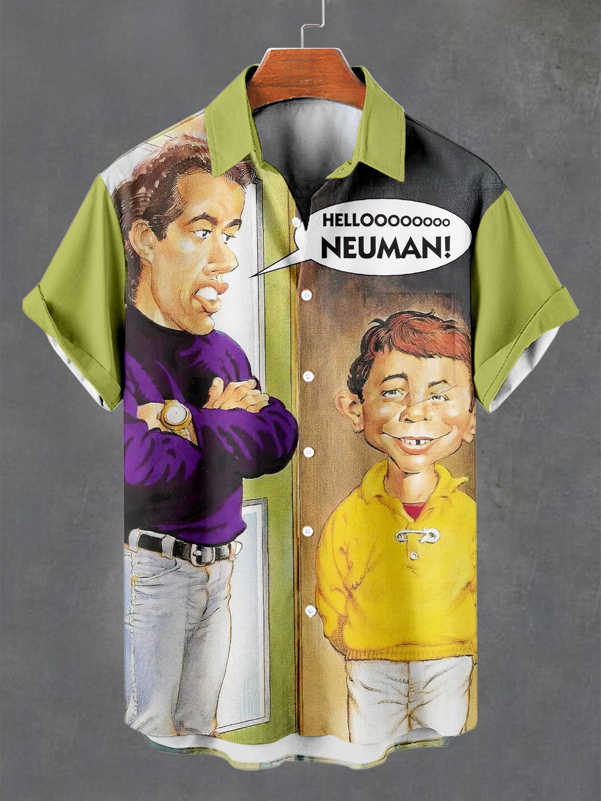 Men's Retro Anime Illustration Short Sleeve Shirt