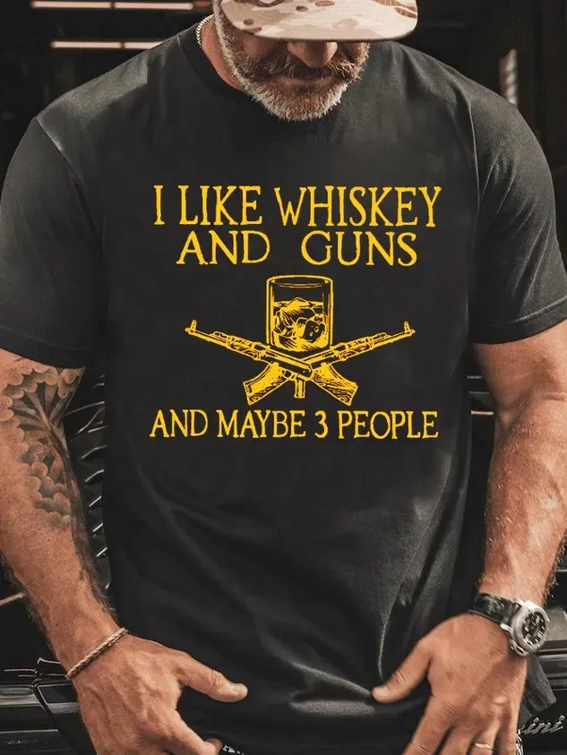 Men's Slogan Text Short Sleeve Round Neck T-Shirt