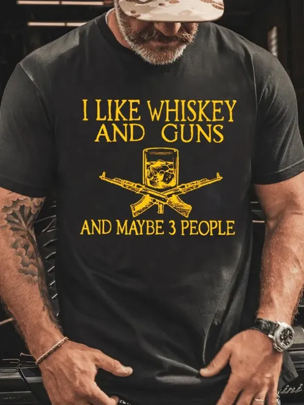 Men's Slogan Text Short Sleeve Round Neck T-Shirt