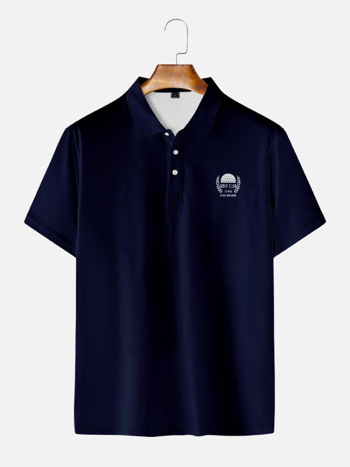 Men's Dark Blue Simple Short Sleeve Polo Shirt
