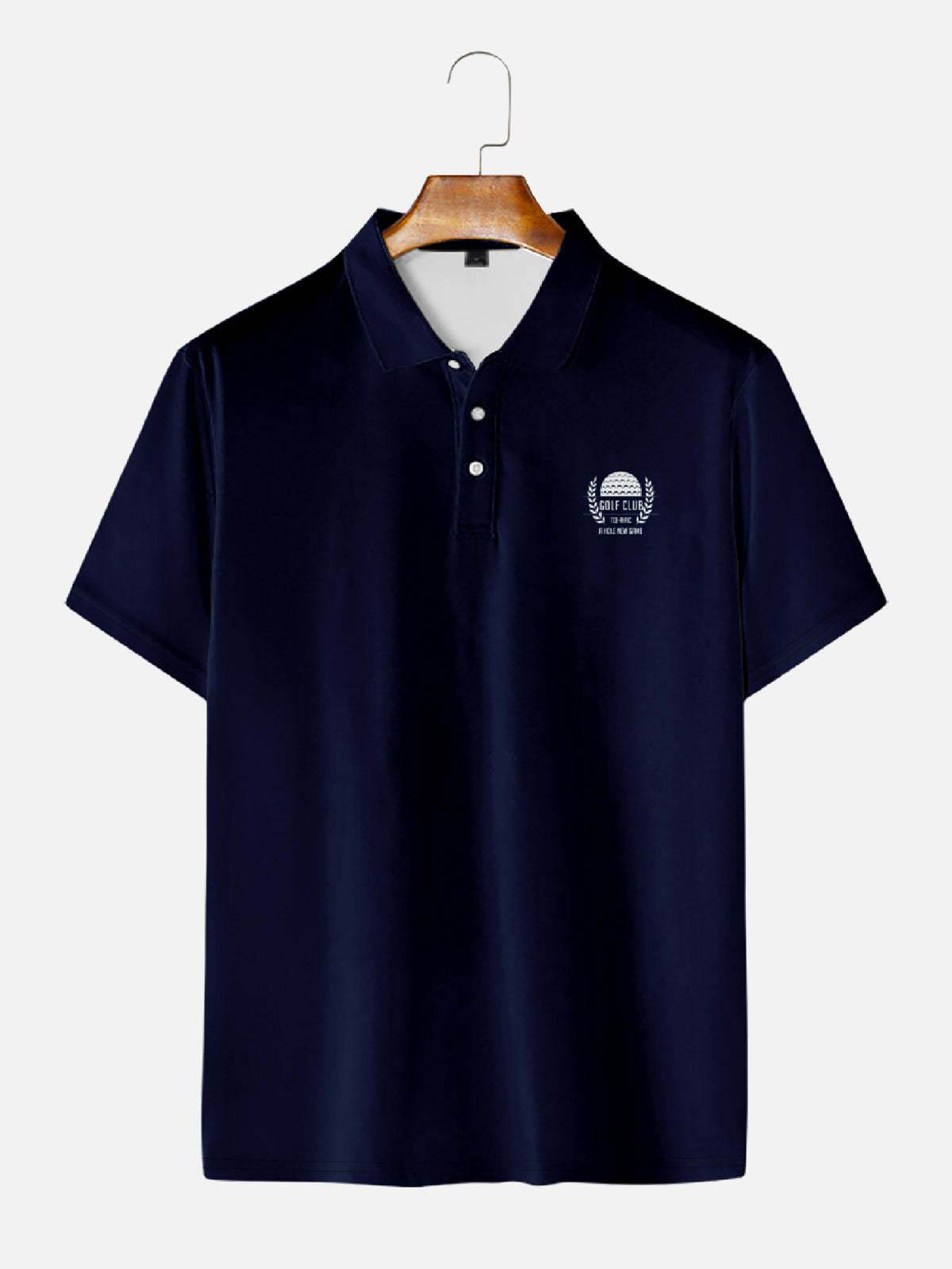 Men's Dark Blue Simple Short Sleeve Polo Shirt