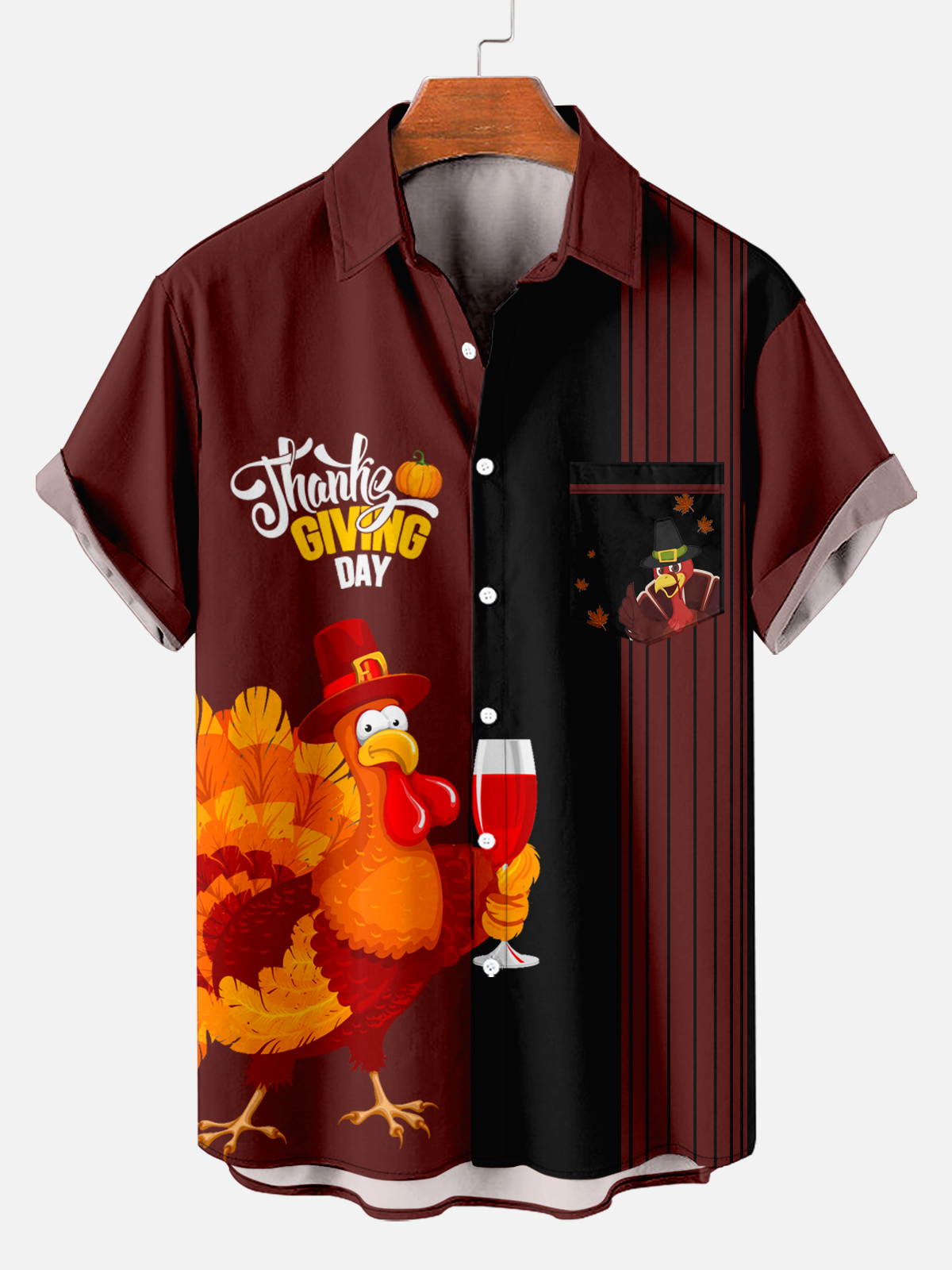 Men's Comfort Thanksgiving Turkey Beer Print Shirt
