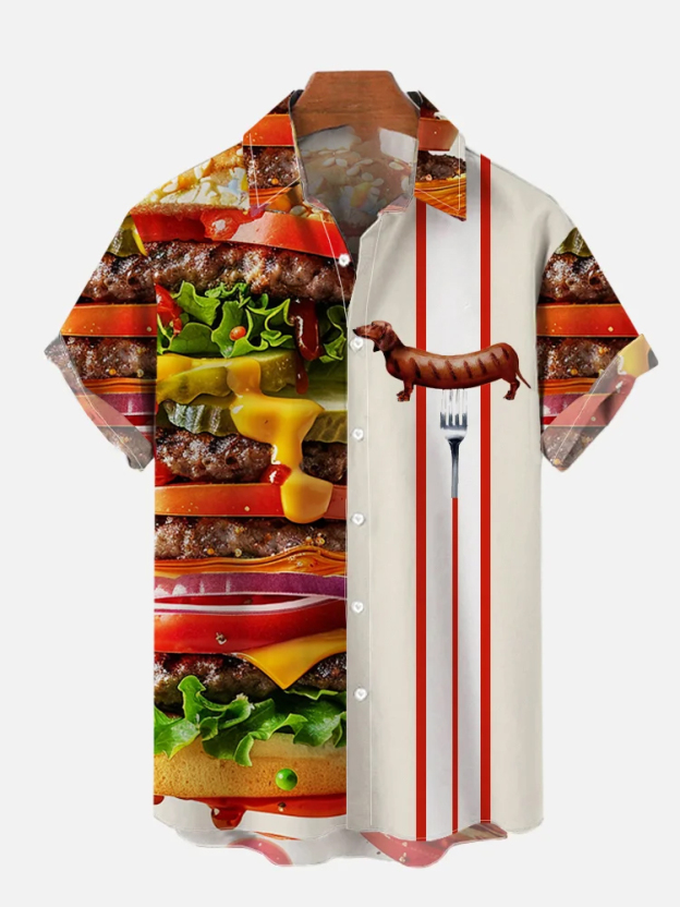 Men's Casual Comfortable Thanksgiving Food Short Sleeve Shirt