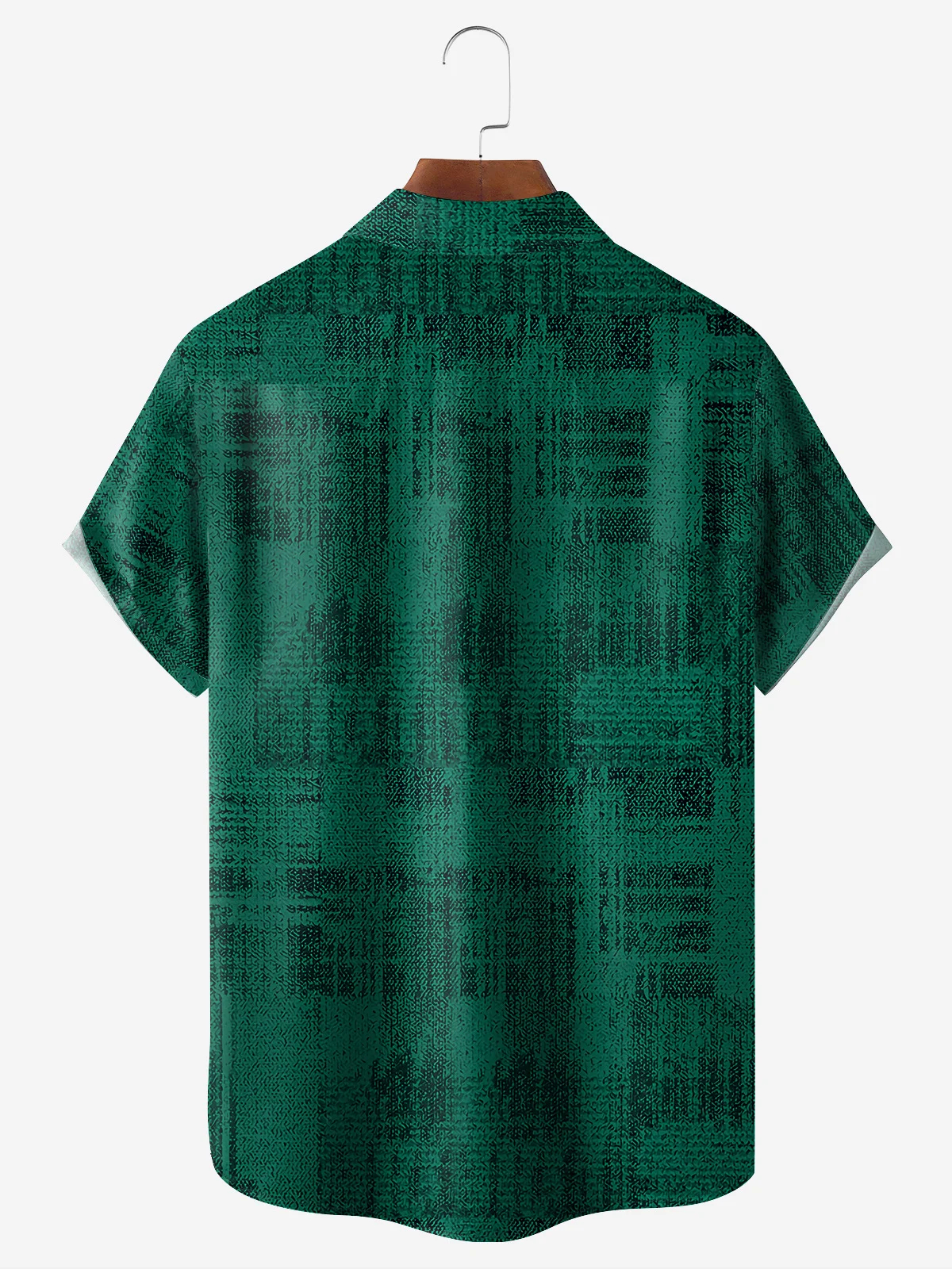 Men's casual geometric plaid pocket short sleeved shirt