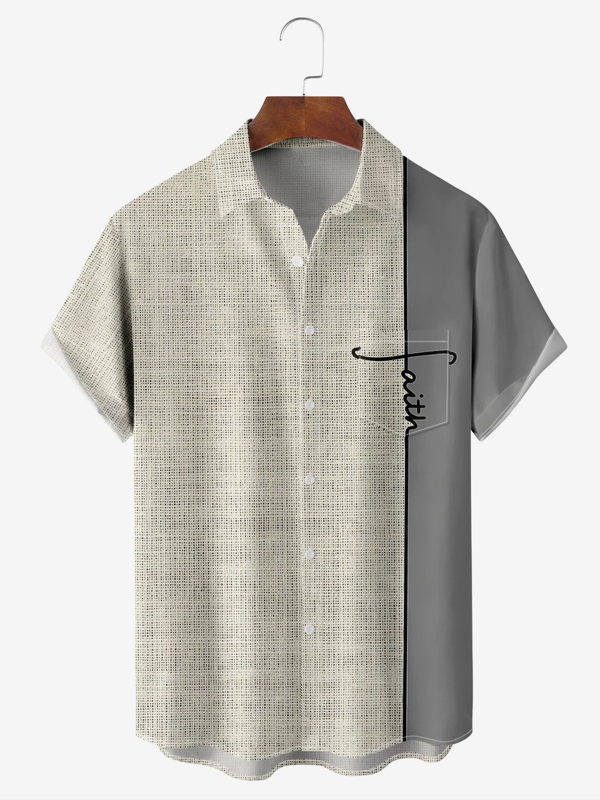 Men's Easter minimalist Jesus cross printed pocket holiday shirt