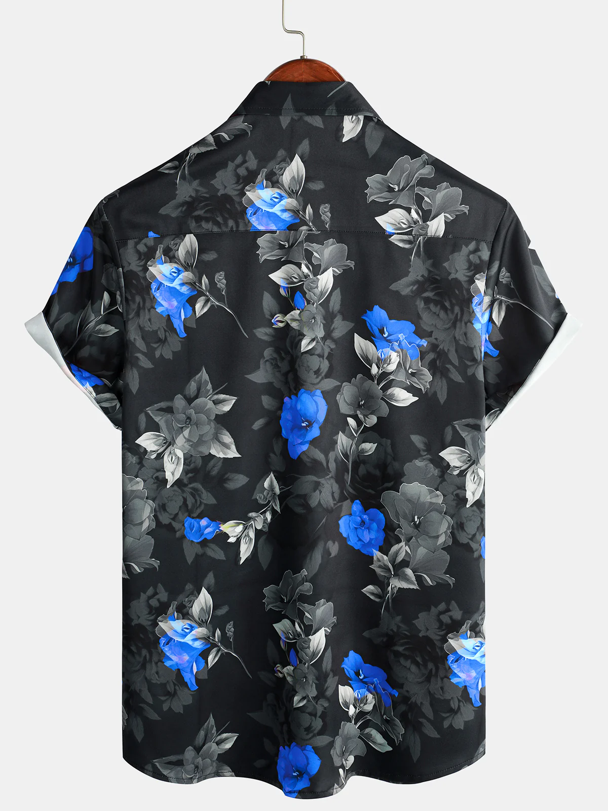 Men's Casual Gradient Floral Print Lapel Short Sleeve Shirt