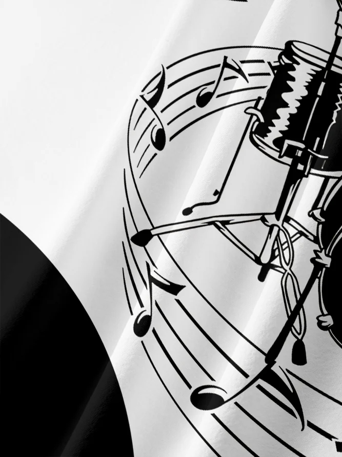 Men's Music Casual Lapel Short Sleeve Shirt