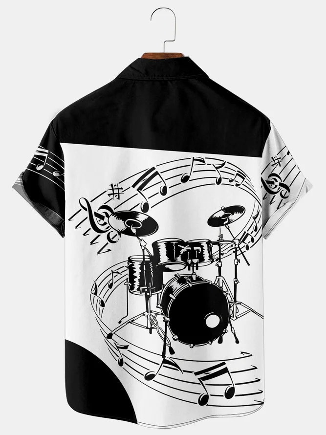 Men's Music Casual Lapel Short Sleeve Shirt