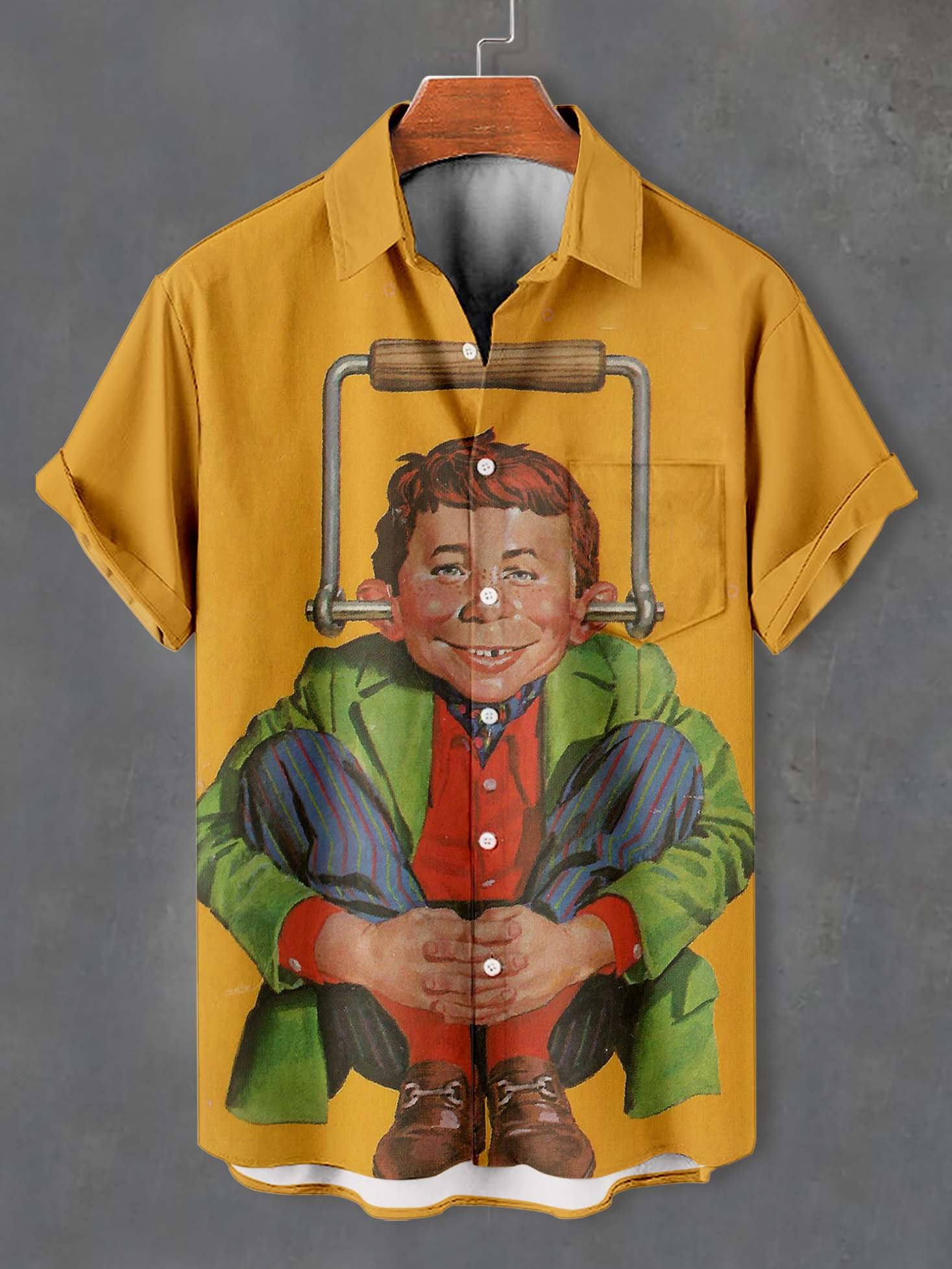 Men's Retro Anime Illustration Short Sleeve Shirt