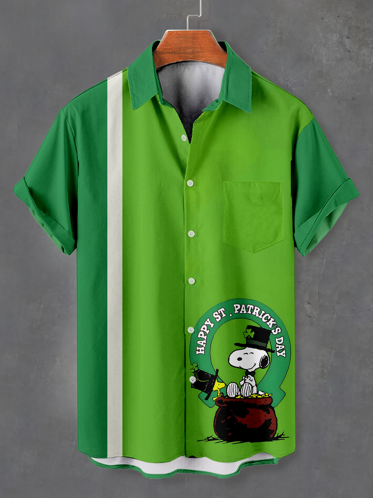 Men's Casual St. Patrick's Day Graphic Short Sleeve Shirt