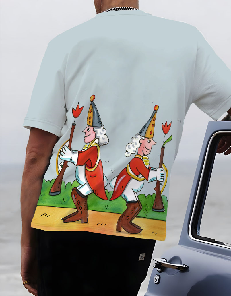 Men's Casual Cartoon Fun Illustration Short Sleeve T-Shirt