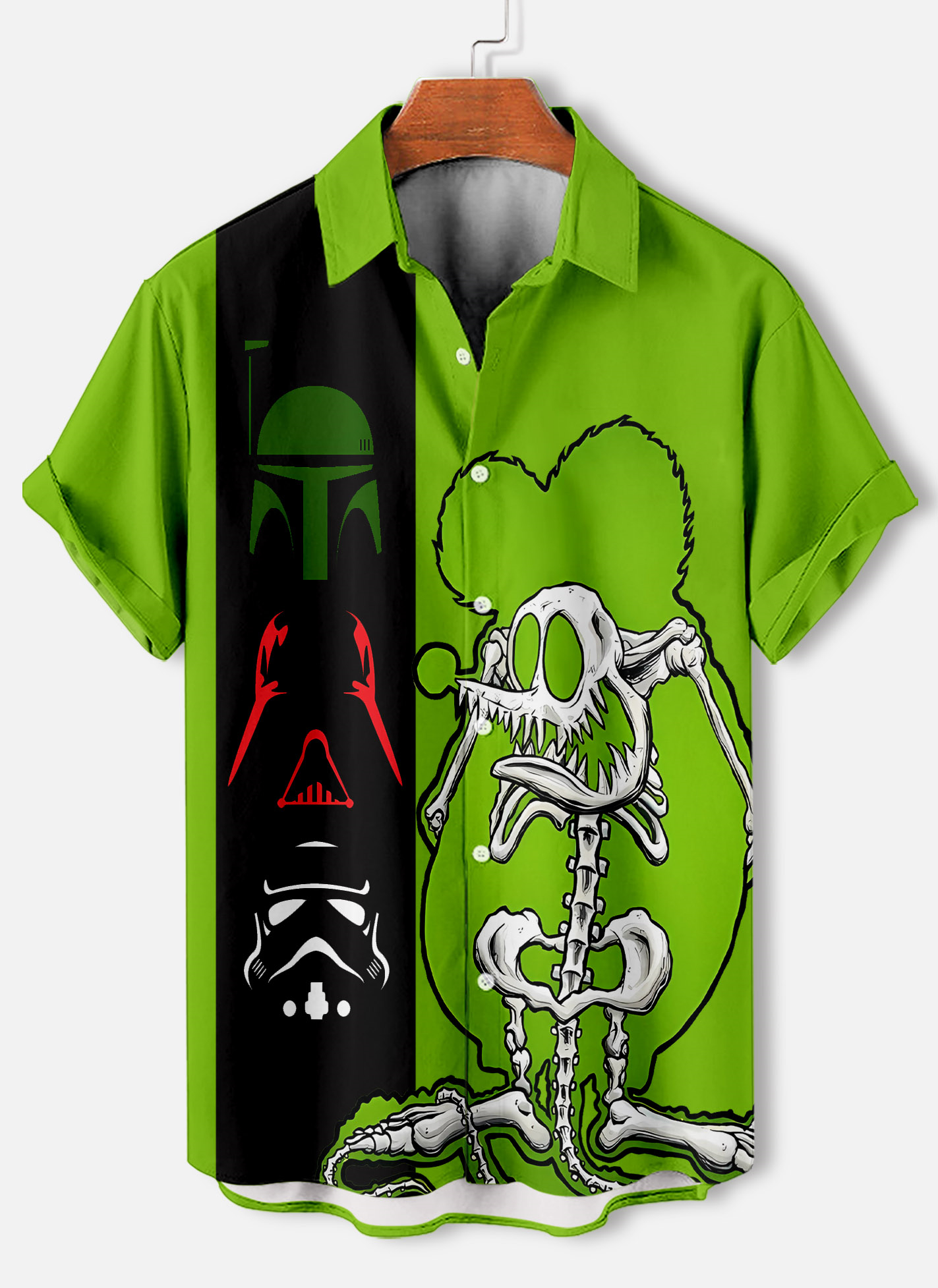 Men's cartoon racing stripe element short-sleeved shirt