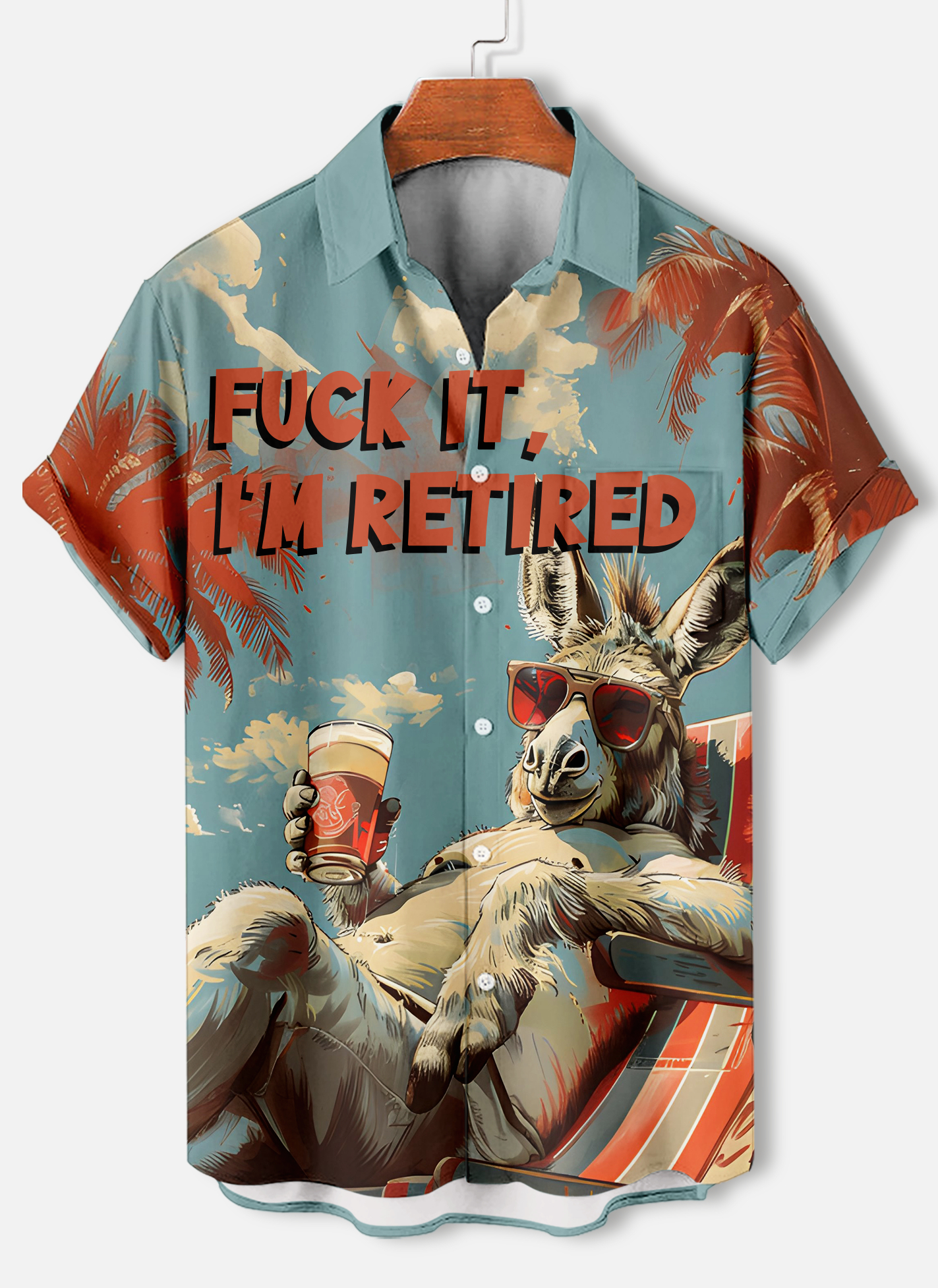 Men's funny cartoon animal slogan graphic short sleeve shirt