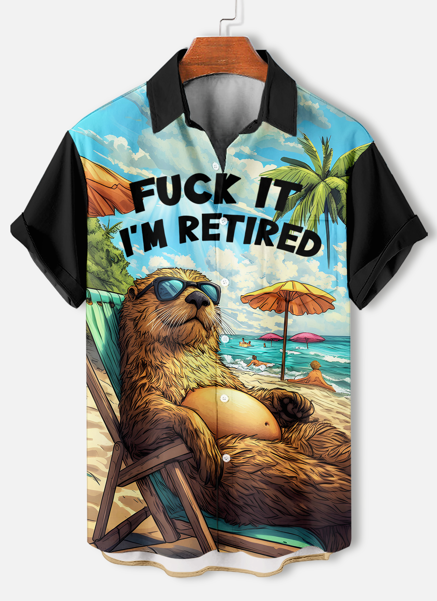 Men's funny cartoon animal slogan graphic short sleeve shirt