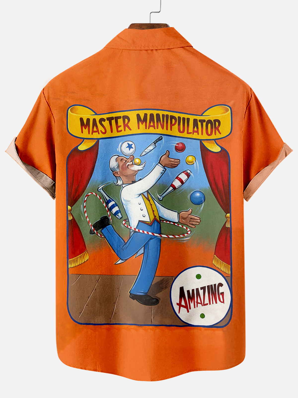 Men's Vintage Circus Pattern Casual Short Sleeve Shirt