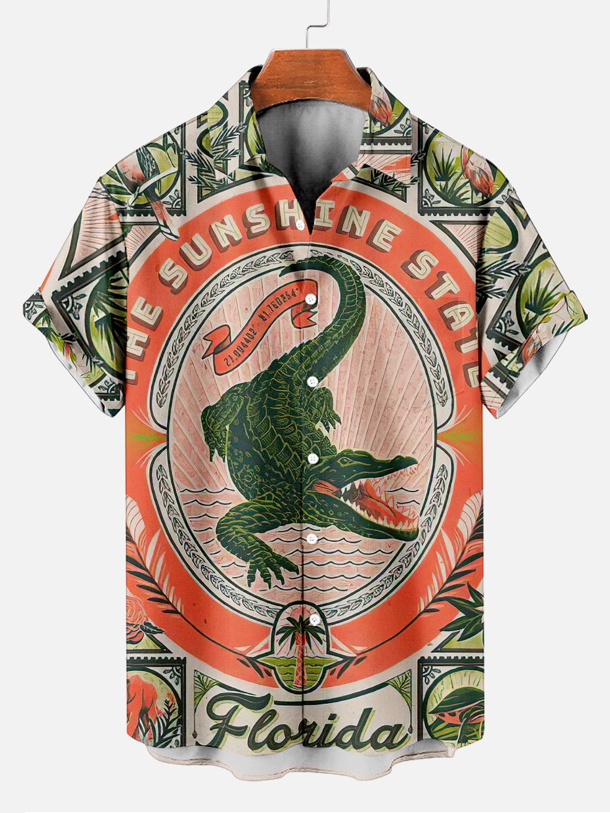 Reggae music skull pattern vacation casual short sleeved shirt