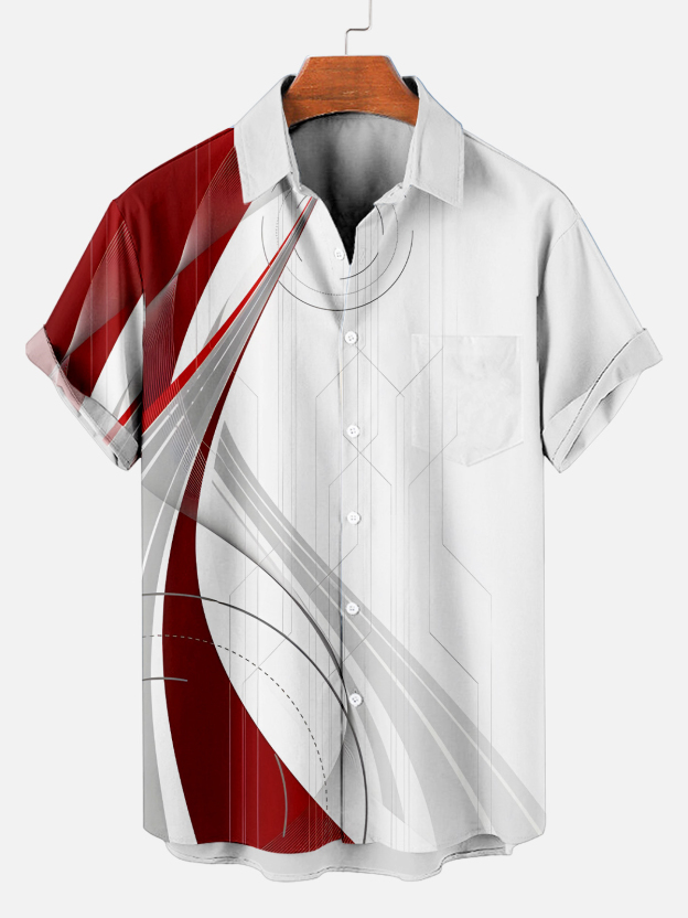 Men's Casual Contrast Color Short Sleeve Shirt