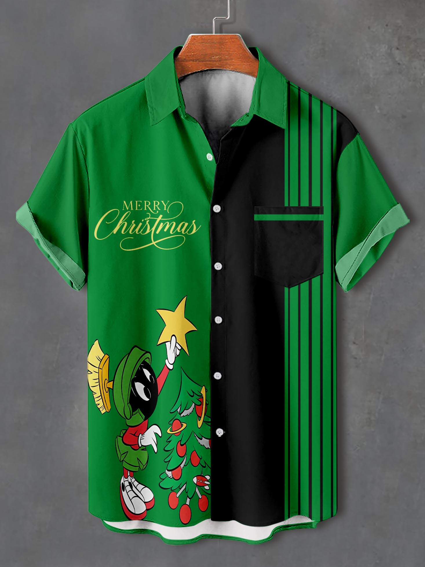 Men's Christmas Cartoon Graphic Short Sleeve Shirt