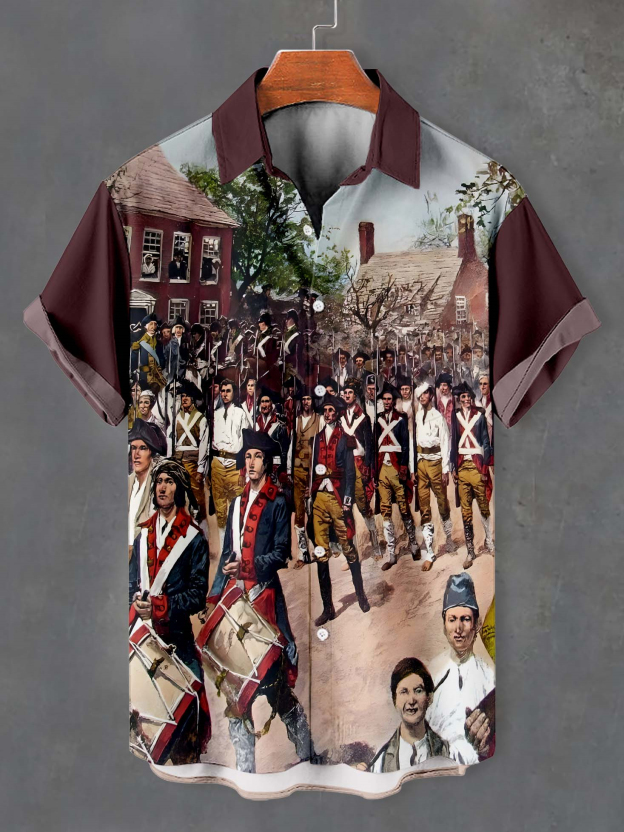 Men's American Revolutionary War Illustration short sleeve shirt