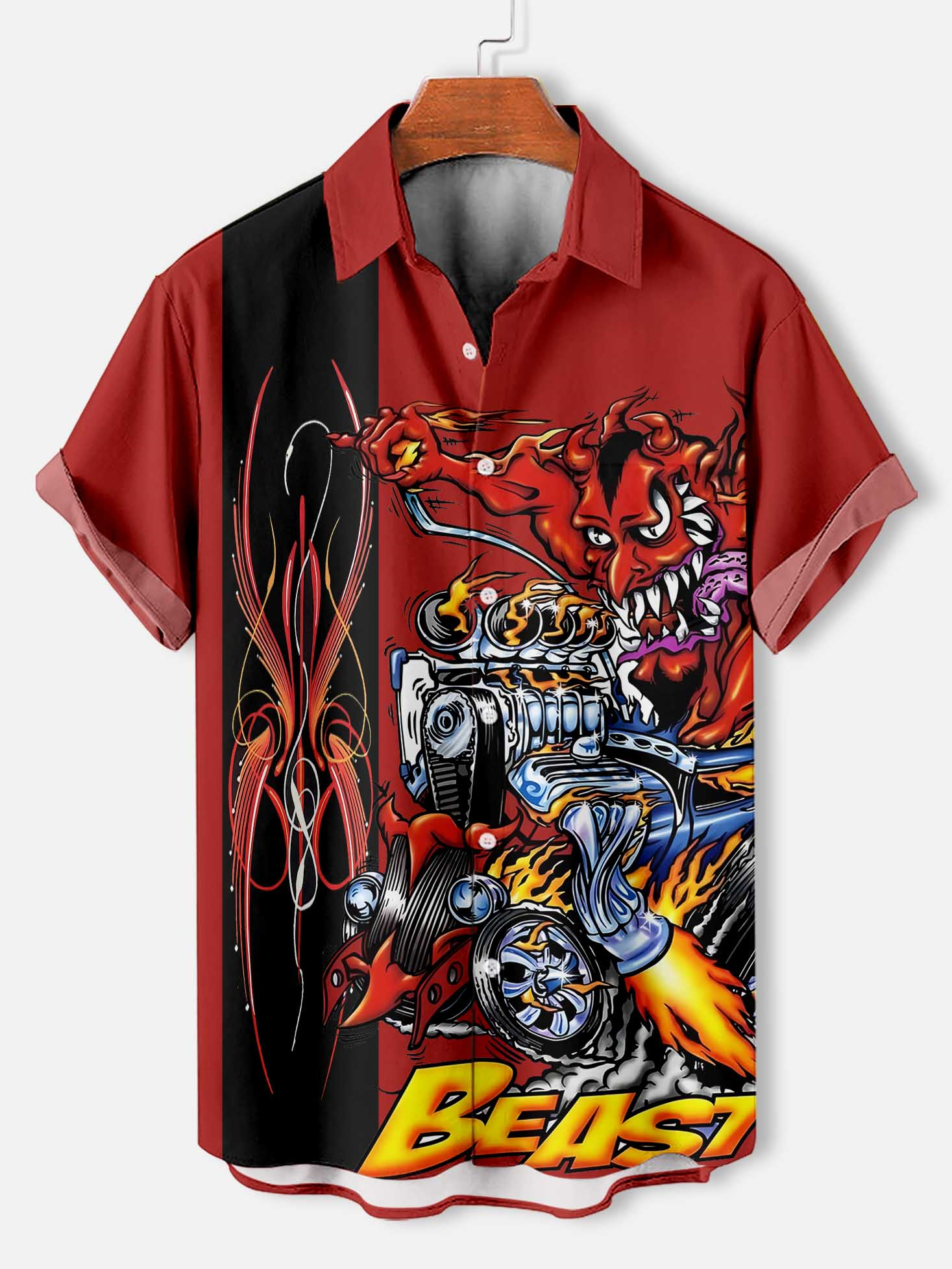 Men's Cartoon Car Graphic Short Sleeve Shirt