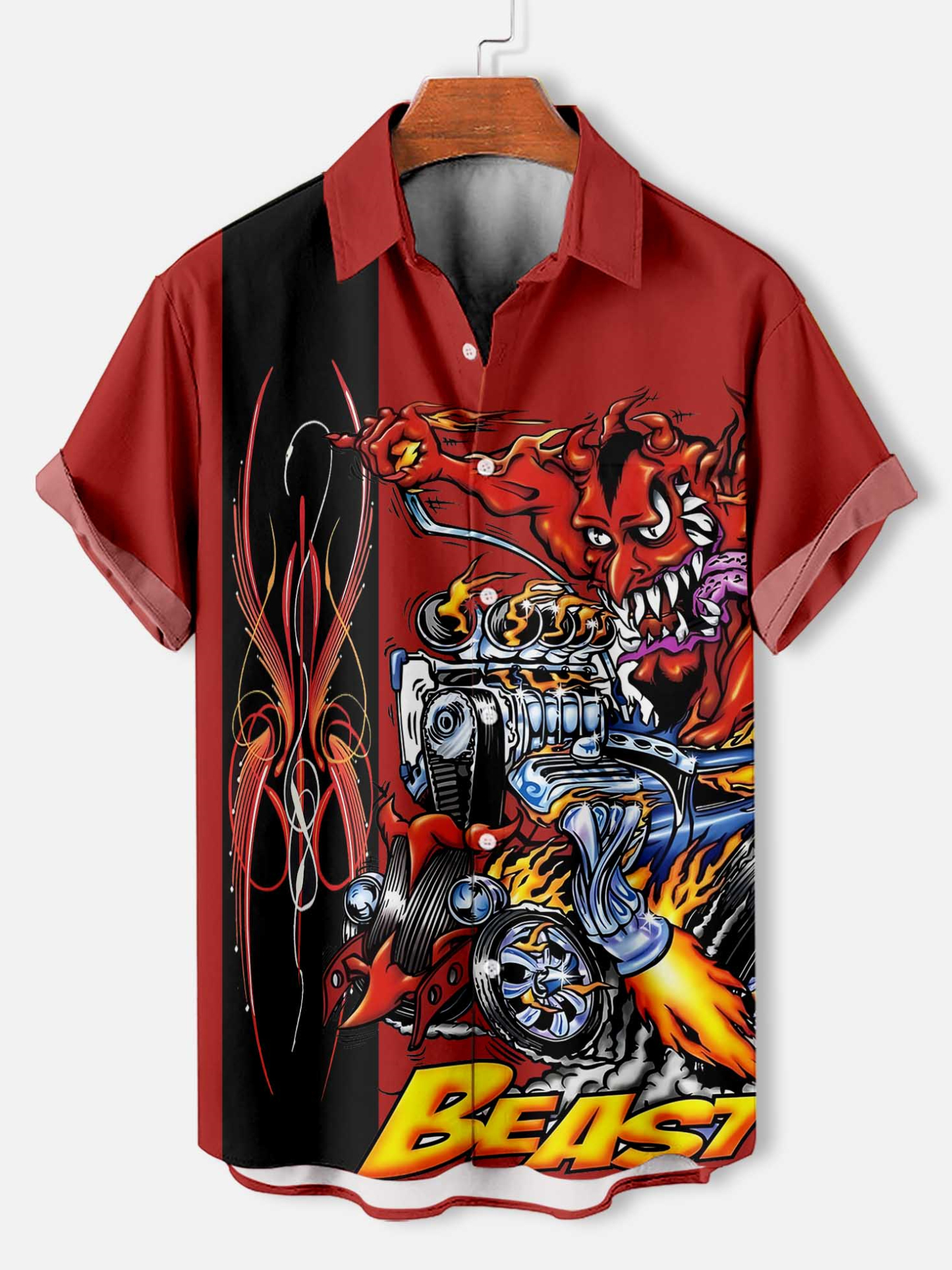 Men's Cartoon Car Graphic Short Sleeve Shirt