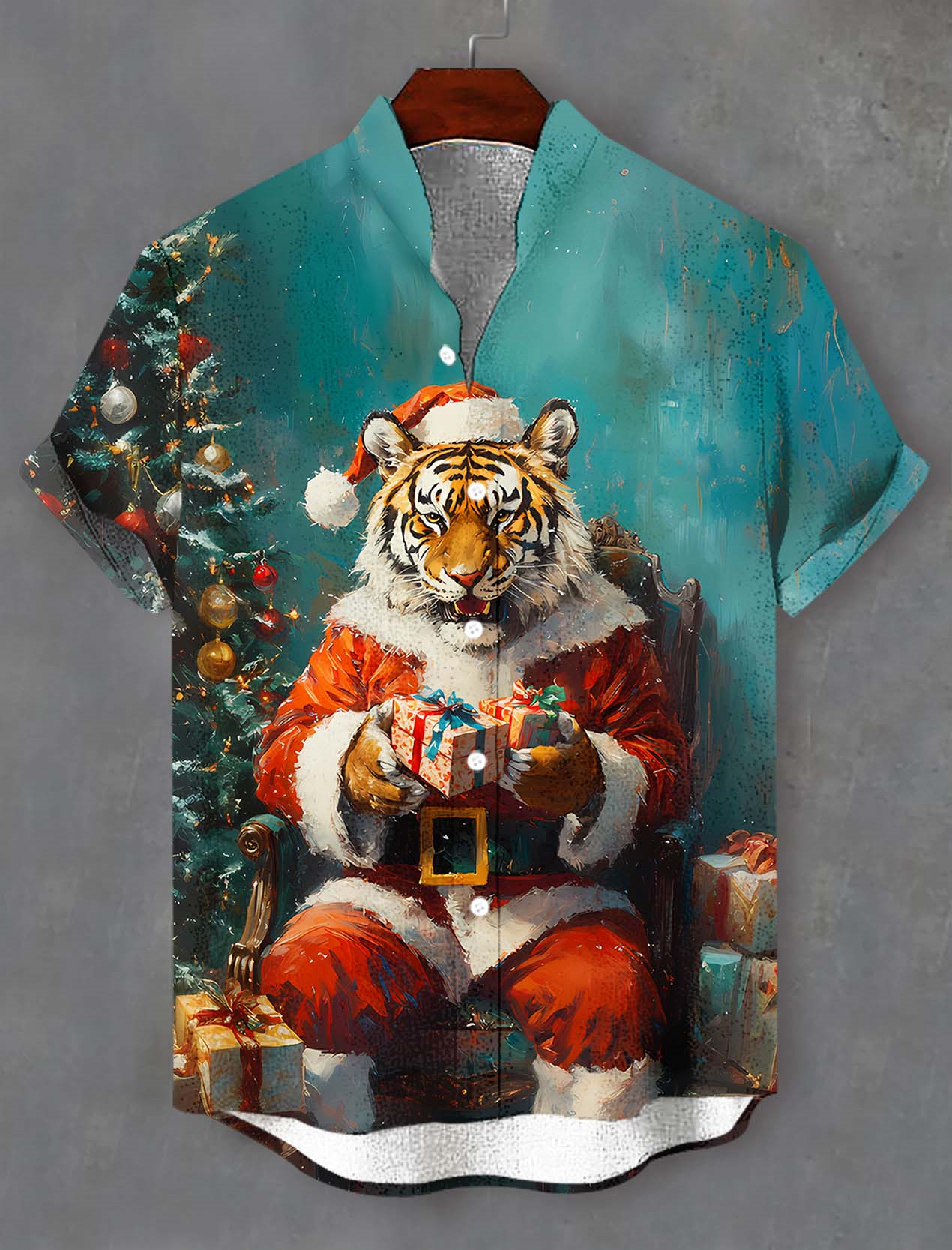 Men's Christmas Animal Graphic Short Sleeve Shirt