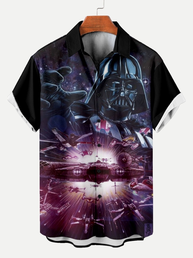 Reggae music skull pattern vacation casual short sleeved shirt