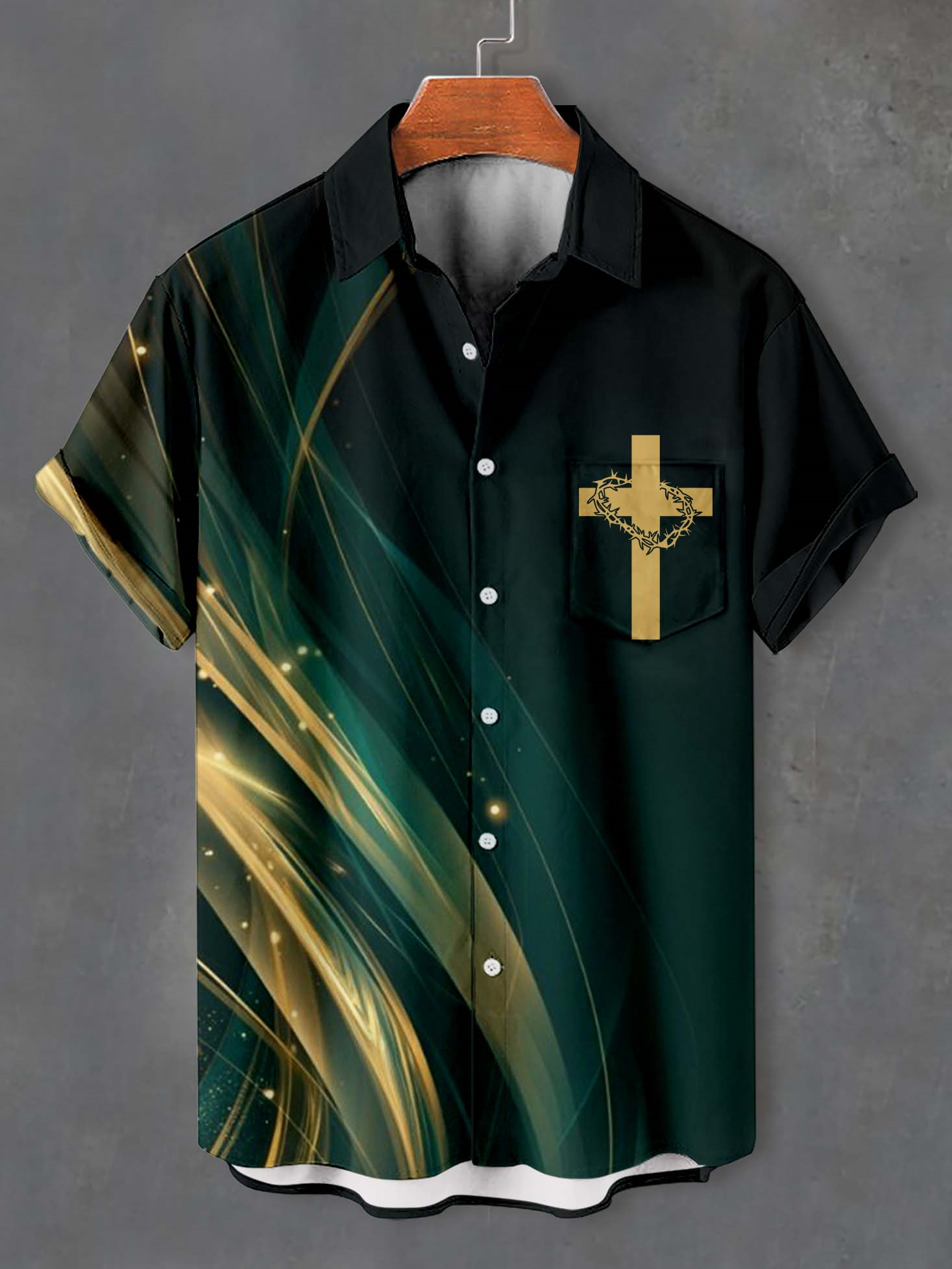 Men's faith-themed short-sleeved shirt