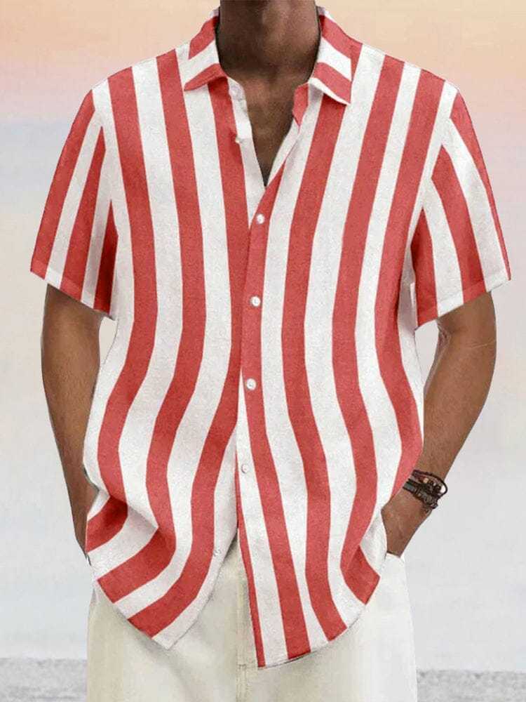 Stylish Blue Print Cotton Linen Shirt