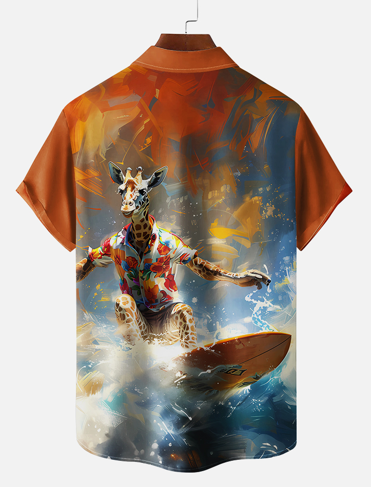 Hawaiian Animal Graphic Short Sleeve Shirt