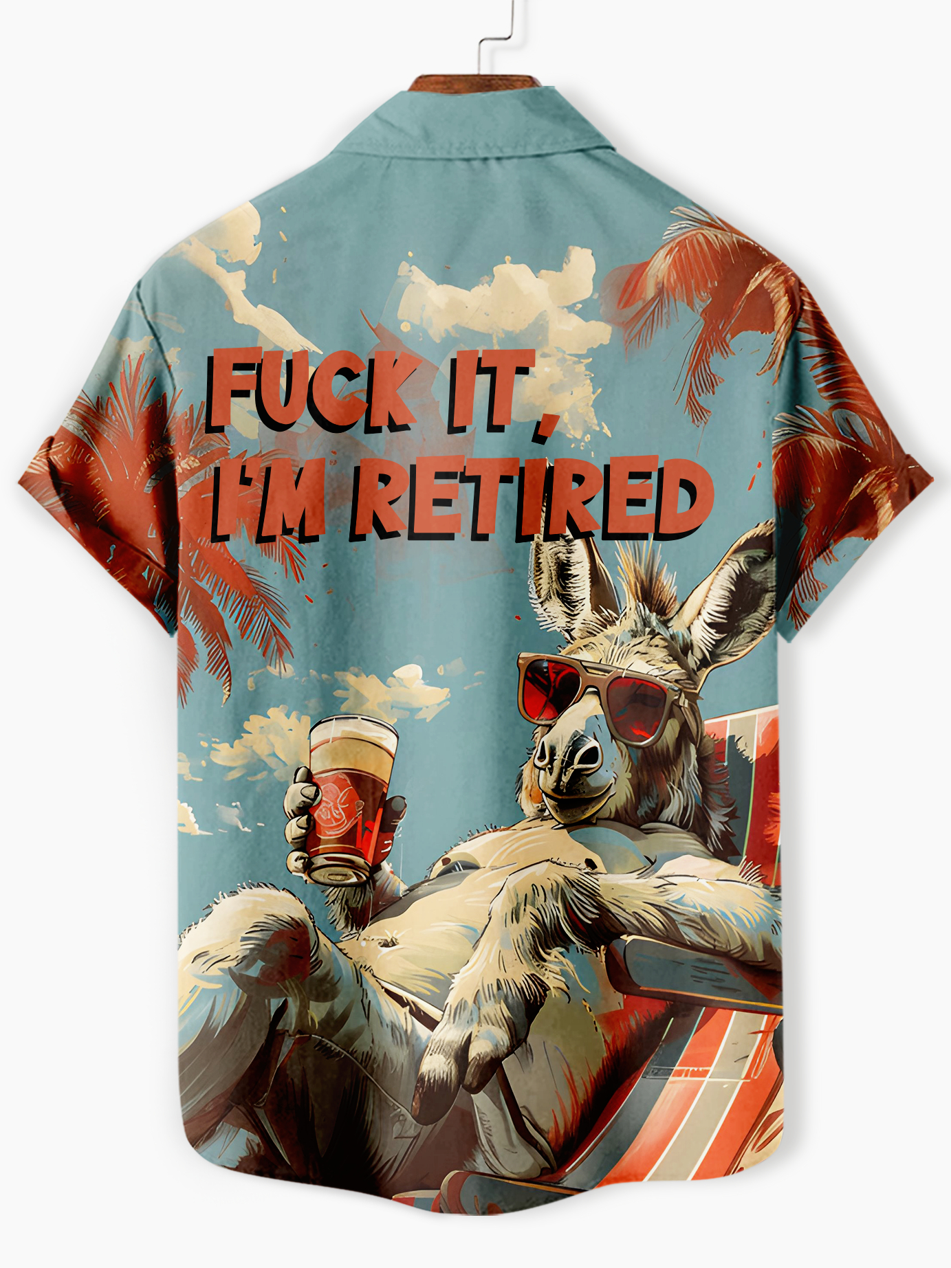 Men's funny cartoon animal slogan graphic short sleeve shirt