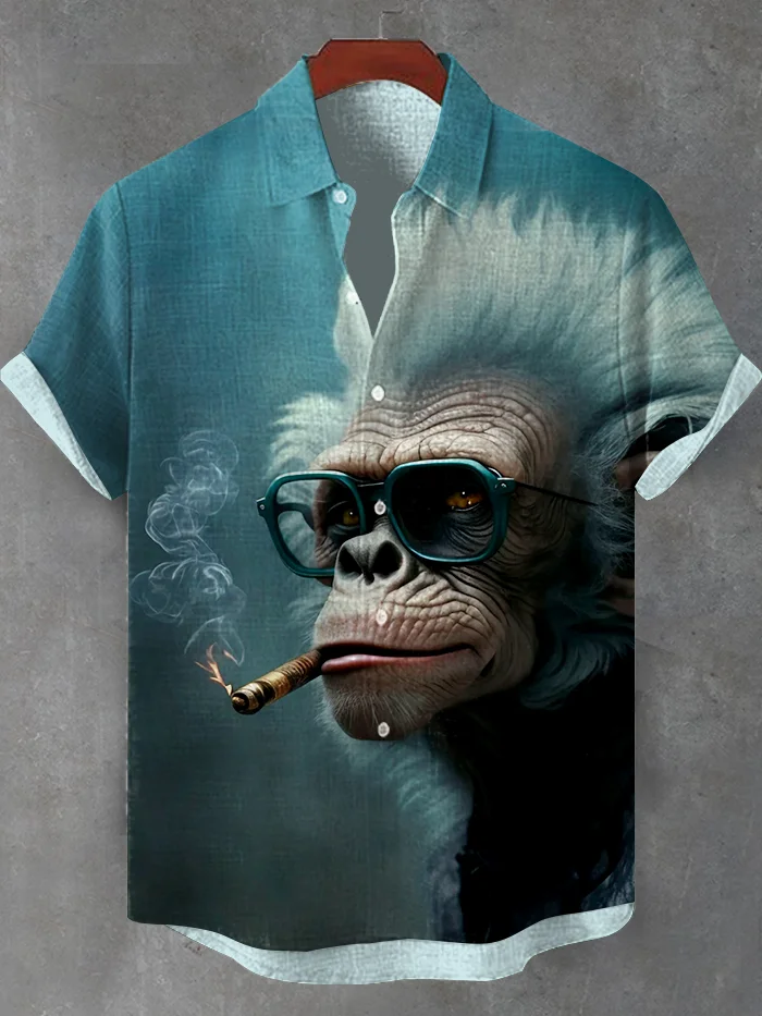 Men's Animal Print Short Sleeve Shirt