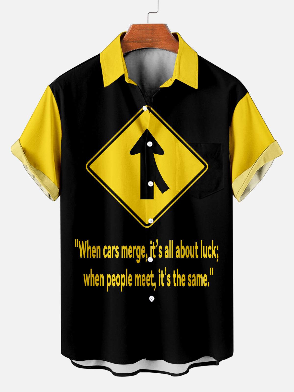 Men's Fun Slogan Graphic Contrast Short Sleeve Shirt