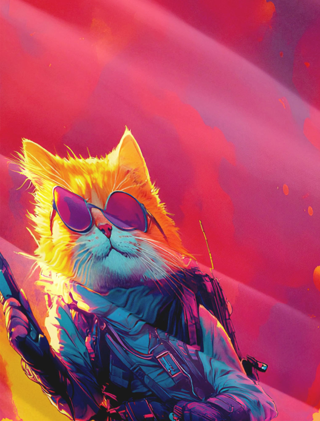 Men's Retro Cartoon Anime Cat Theme Short Sleeve Shirt