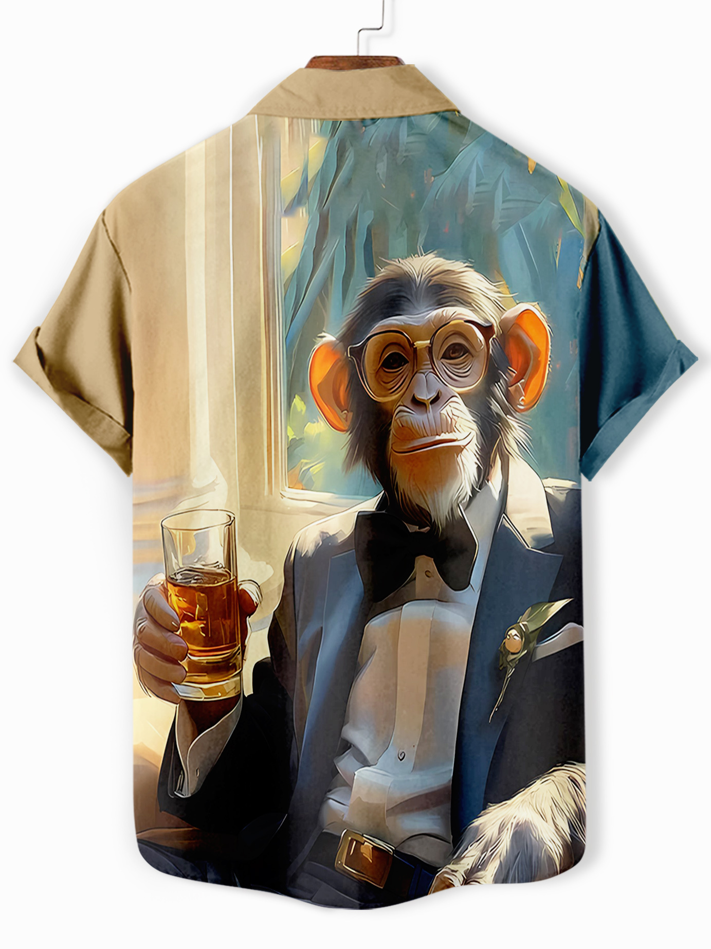 Men's Retro Fun Animal Orangutan Graphic Short Sleeve Shirt
