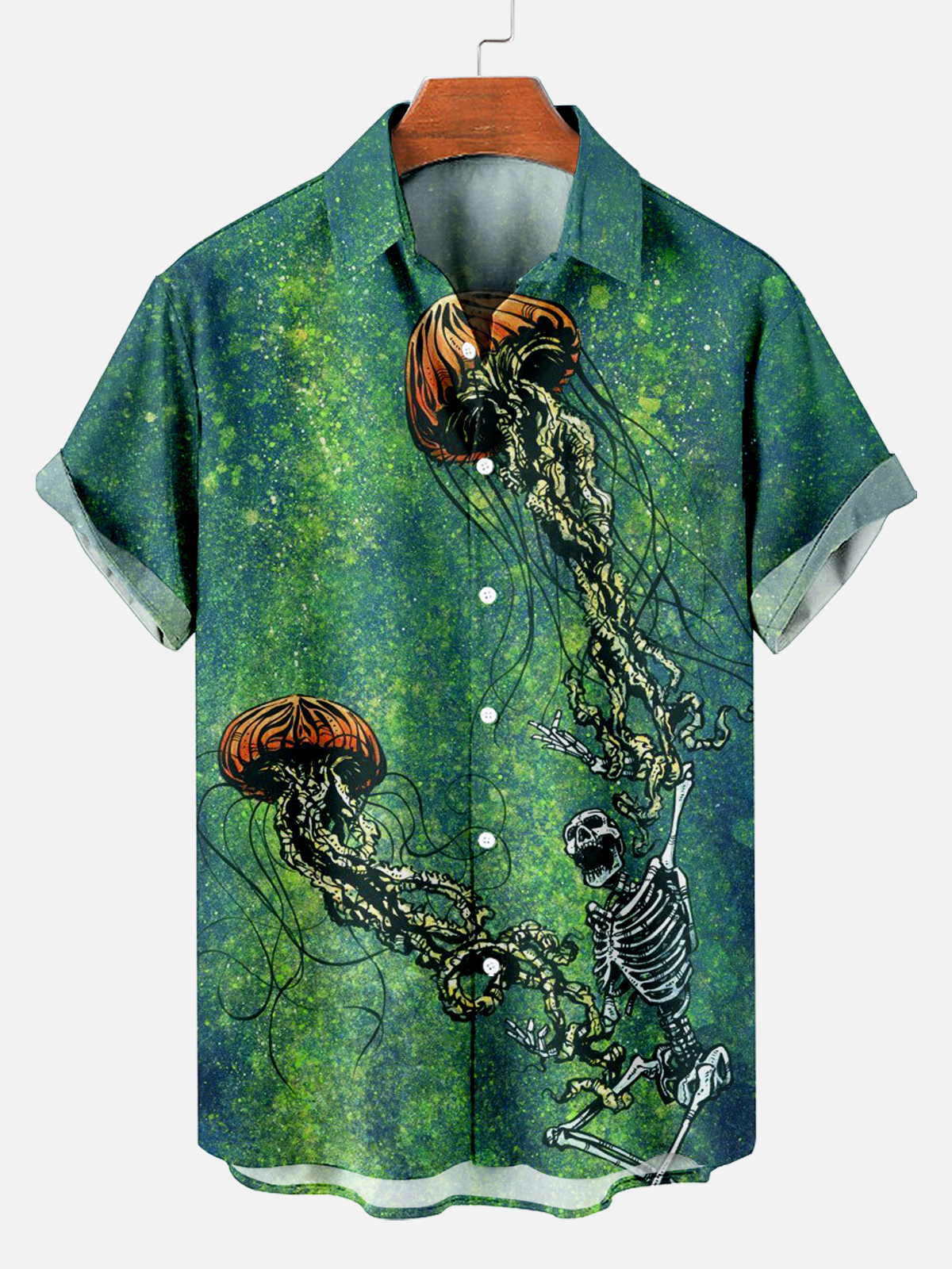 Men's Classic Day of the Dead Skull Graphic Short Sleeve Shirt