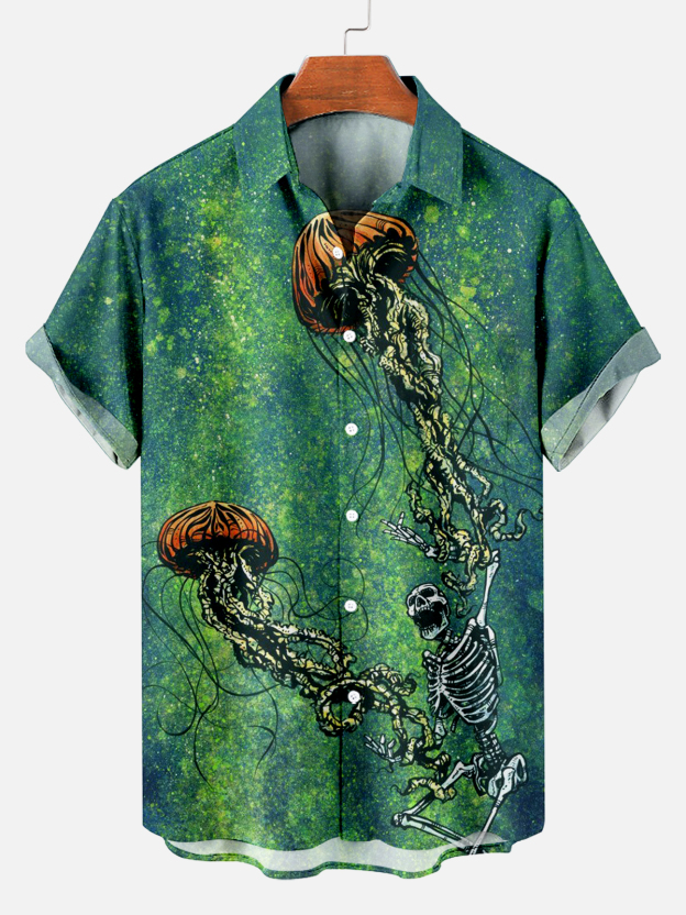 Men's Hawaiian Fun Little Yellow Duck Holiday Casual Short Sleeve Shir