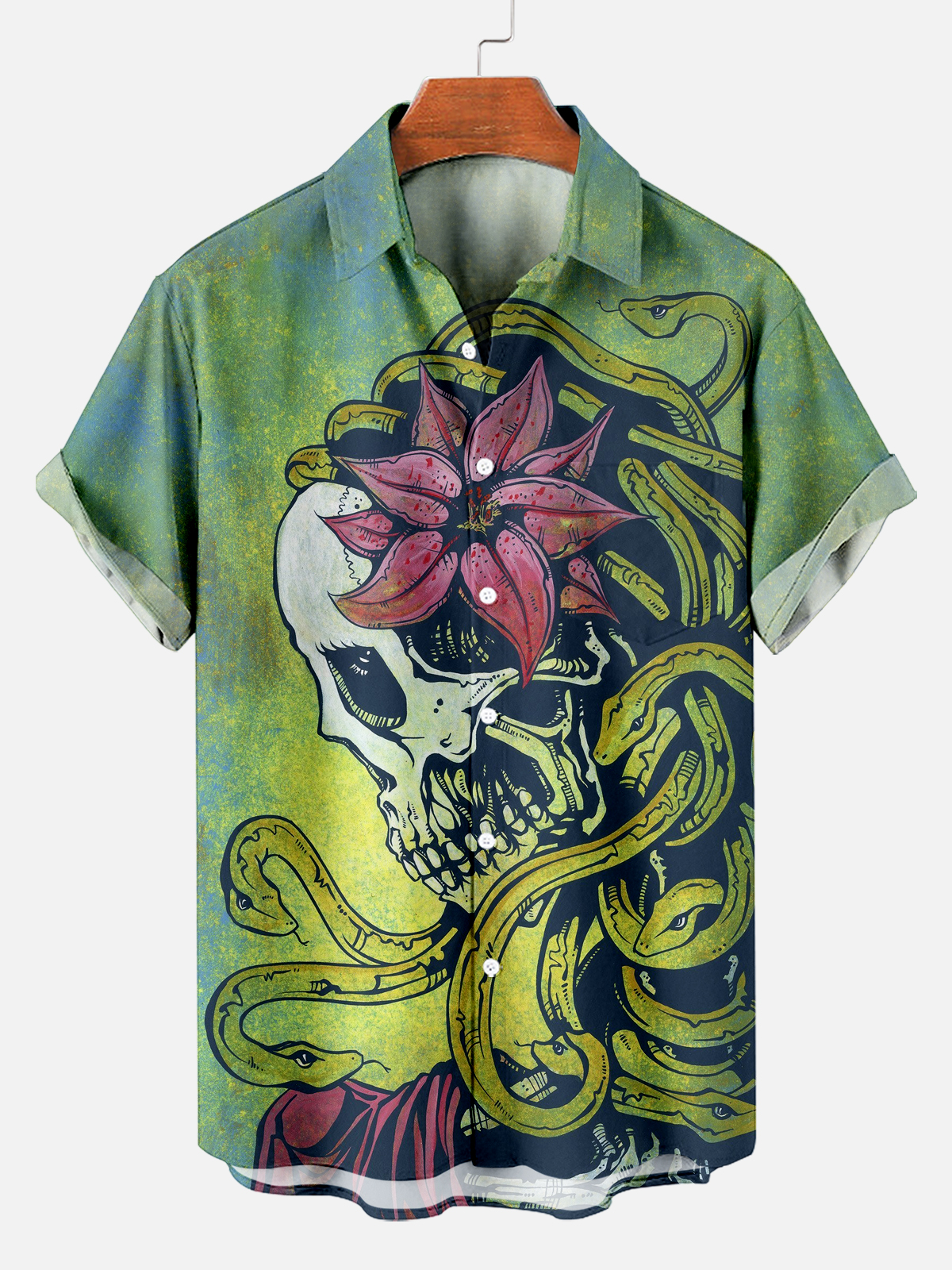 Men's Classic Day of the Dead Skull Graphic Short Sleeve Shirt