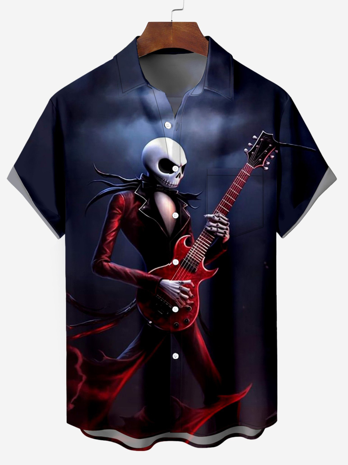 Metal Rock Star Pattern Chest Pocket Shirt